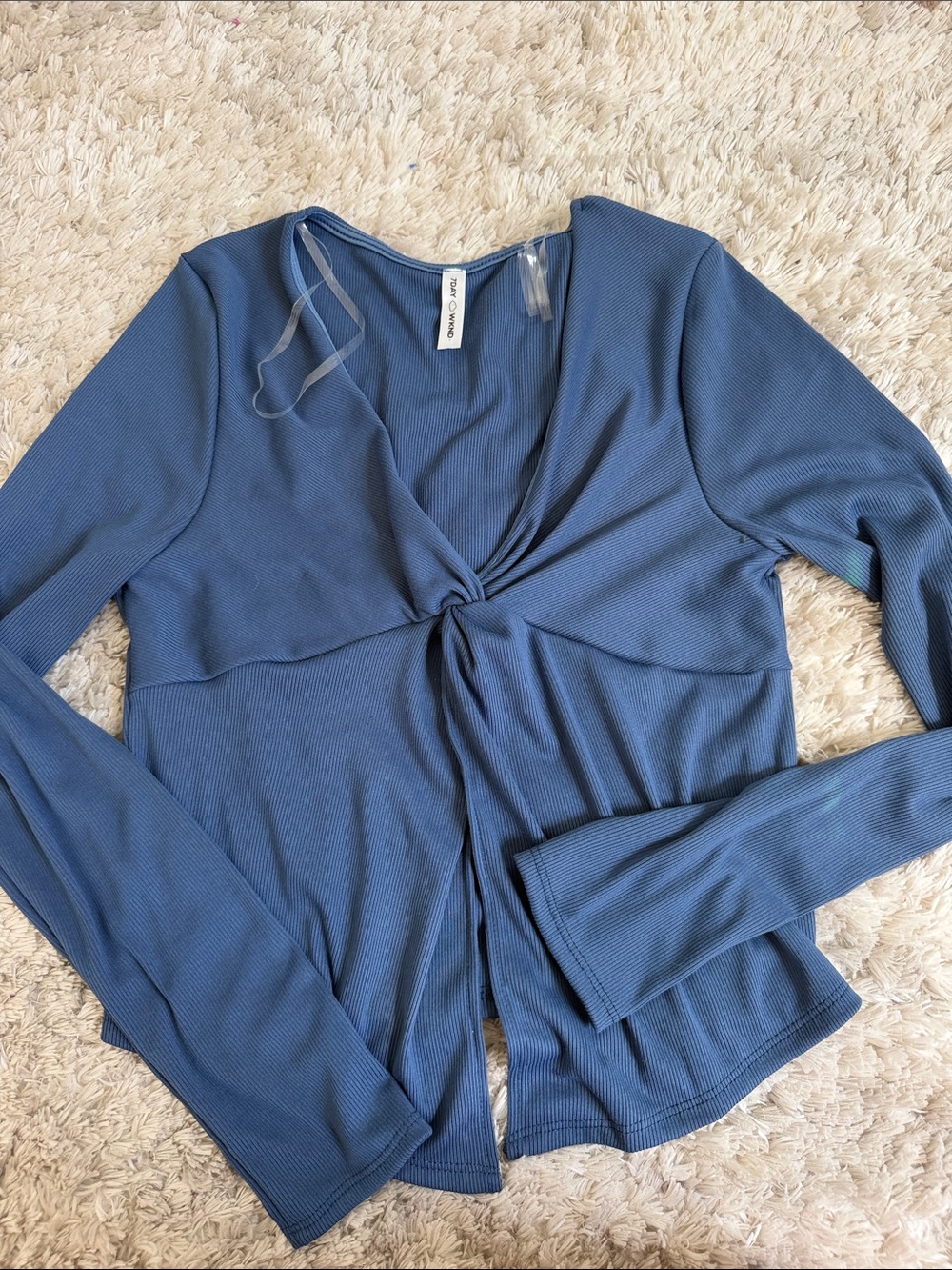 a new day Dusty Blue Twist-Front Long Sleeve Top